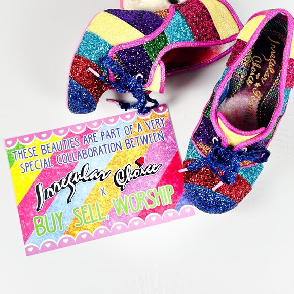 Irregular Choice x Buy Sell Worship Bei Bei Rainbow Glitter Panda Heels Size 8 - Picture 2 of 11